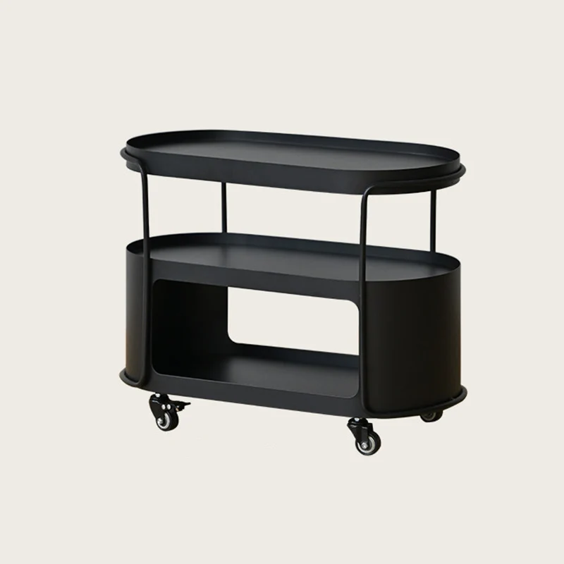 Modern Minimalist High-Temperature Baked Paint Iron Oval Movable End Table 3-Tier For Living Room