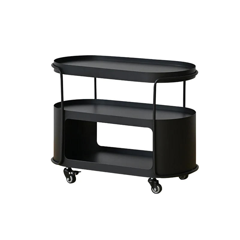 Modern Minimalist High-Temperature Baked Paint Iron Oval Movable End Table 3-Tier For Living Room