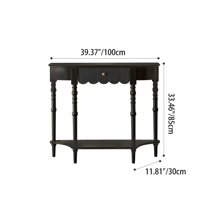 Traditional French Ash Wood Plywood Pine Wood Arc Console Table 1/2-Layer For Entryway & Hallway