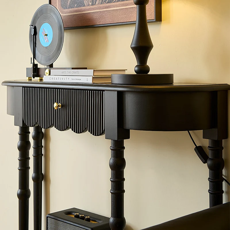 Traditional French Ash Wood Plywood Pine Wood Arc Console Table 1/2-Layer For Entryway & Hallway