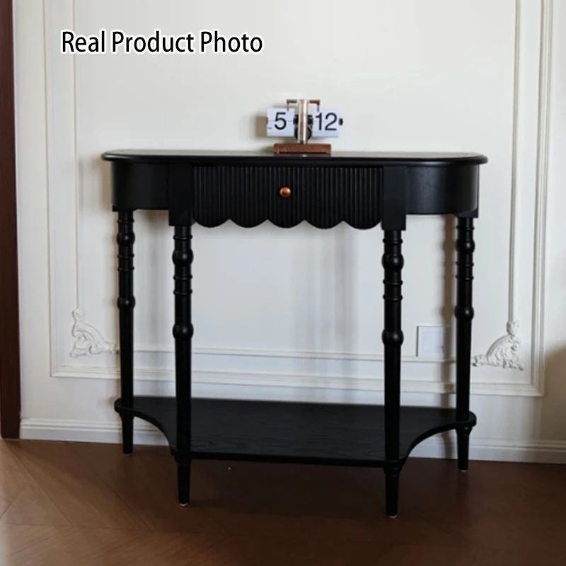 Traditional French Ash Wood Plywood Pine Wood Arc Console Table 1/2-Layer For Entryway & Hallway