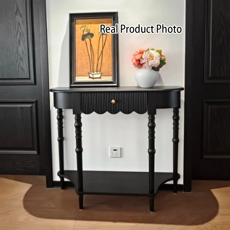 Traditional French Ash Wood Plywood Pine Wood Arc Console Table 1/2-Layer For Entryway & Hallway