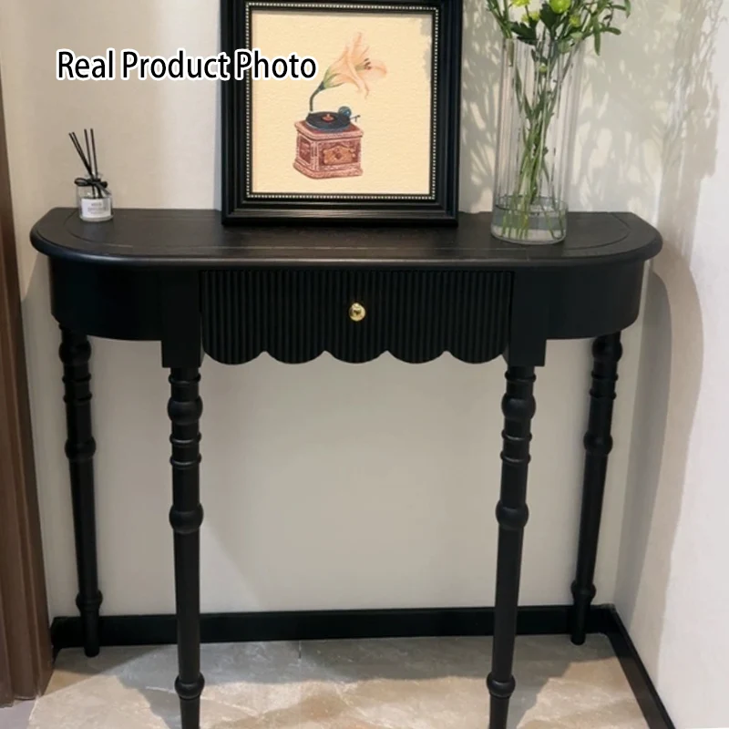 Traditional French Ash Wood Plywood Pine Wood Arc Console Table 1/2-Layer For Entryway & Hallway