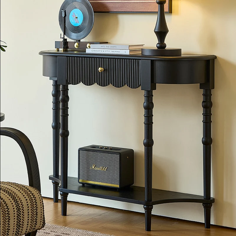 Traditional French Ash Wood Plywood Pine Wood Arc Console Table 1/2-Layer For Entryway & Hallway