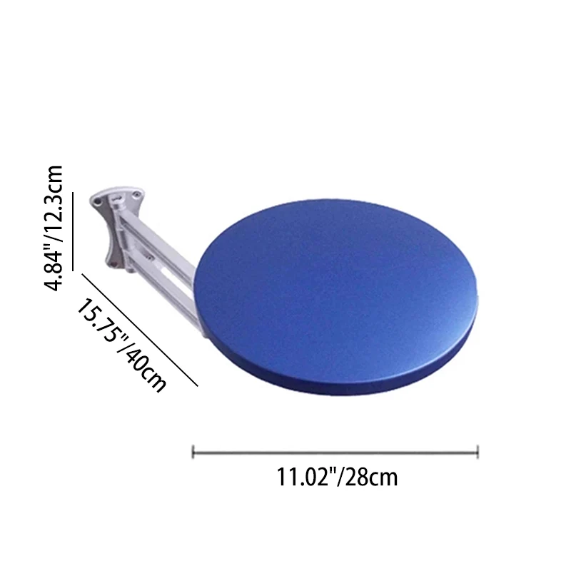 Contemporary Industrial Aluminum Alloy Plywood Round Foldable Extendable Side Table 1-Tier For Living Room & Bedroom