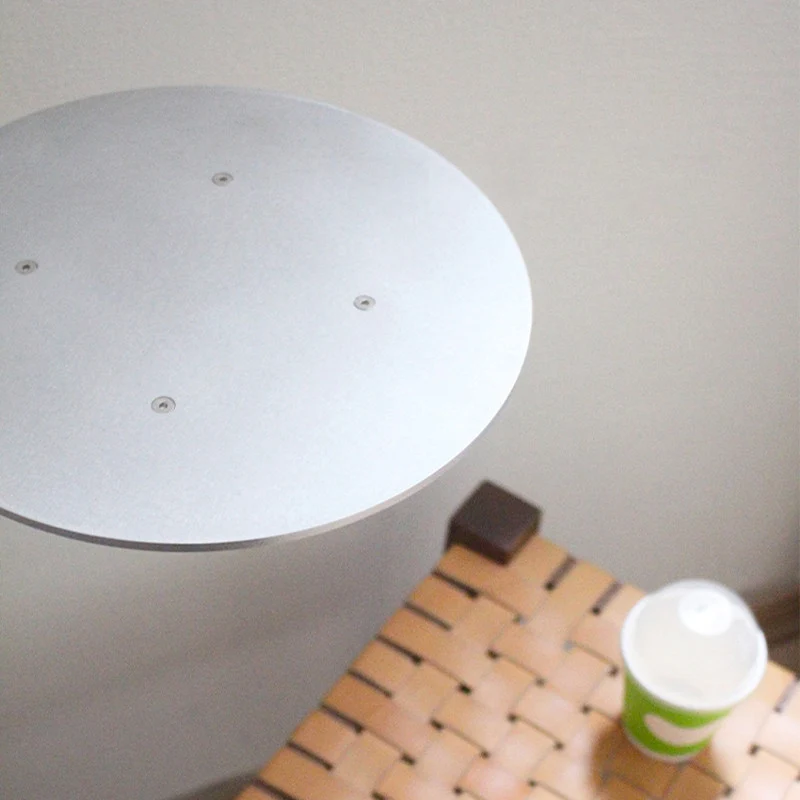 Contemporary Industrial Aluminum Alloy Plywood Round Foldable Extendable Side Table 1-Tier For Living Room & Bedroom