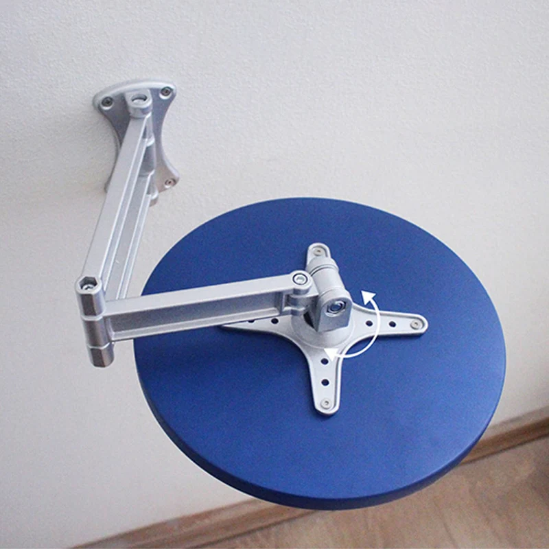 Contemporary Industrial Aluminum Alloy Plywood Round Foldable Extendable Side Table 1-Tier For Living Room & Bedroom