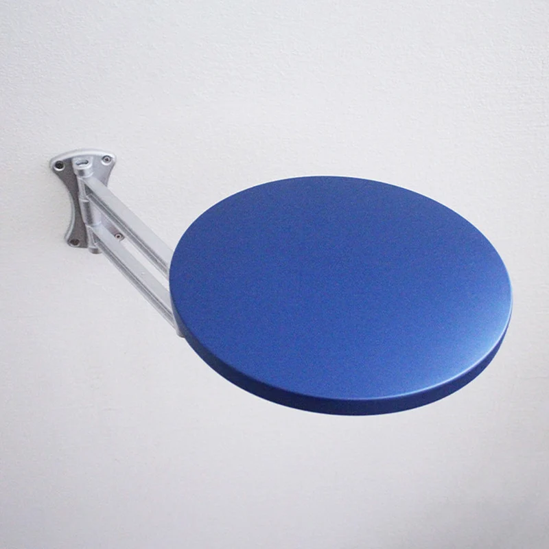 Contemporary Industrial Aluminum Alloy Plywood Round Foldable Extendable Side Table 1-Tier For Living Room & Bedroom