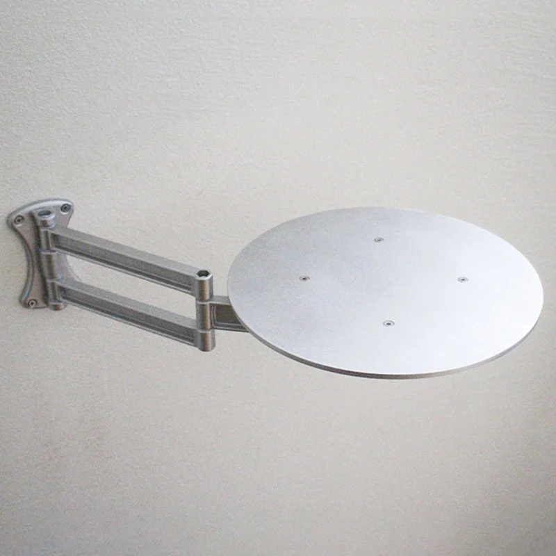 Contemporary Industrial Aluminum Alloy Plywood Round Foldable Extendable Side Table 1-Tier For Living Room & Bedroom