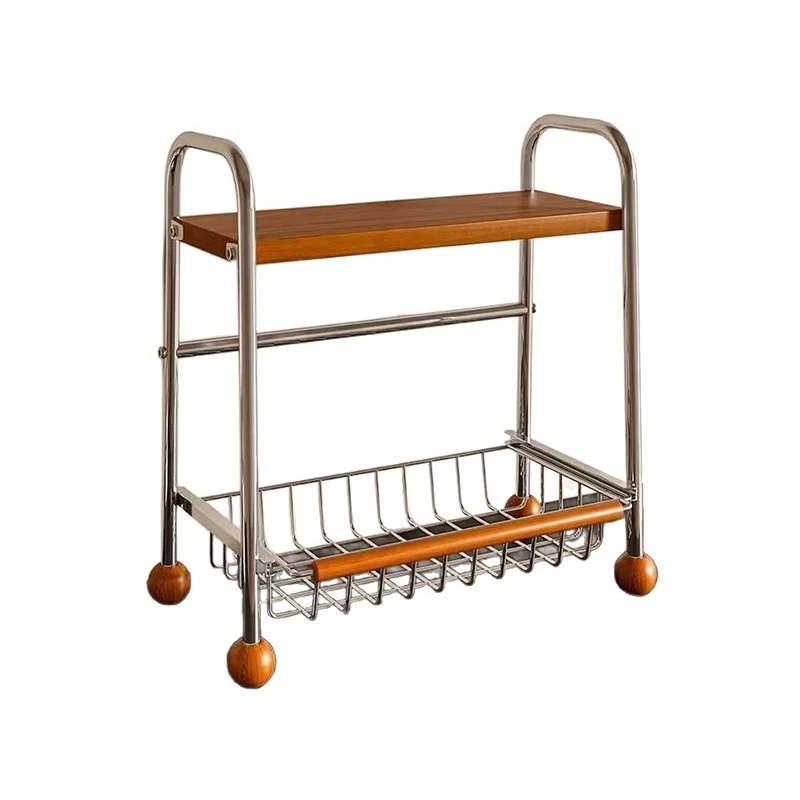 Modern Minimalist MDF Carbon Steel Trapezoidal Lightweight Desktop Storage Shelf 2-Tier For Living Room & Dining Room