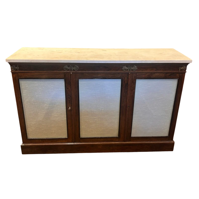 Low bookcase with white marble top