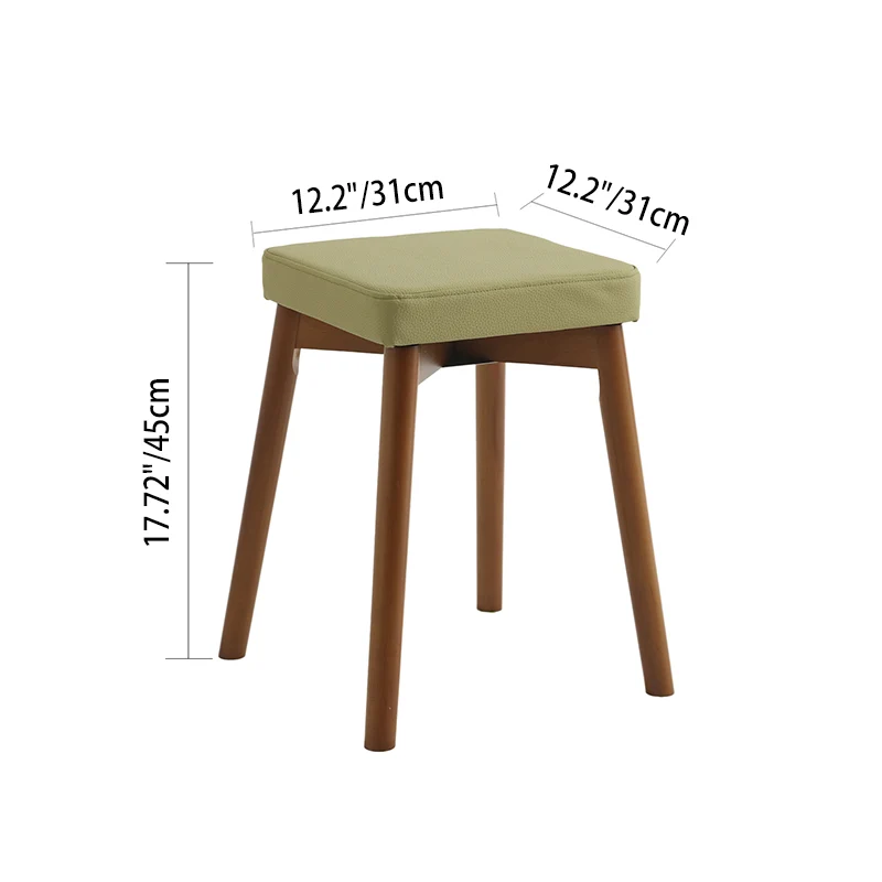 Modern Minimalist Square Chenille Cat Scratching Leather Resistant Fabric Beech Wood Detachable Washable Low Stool Backless Armless For Living Room & Dining Room
