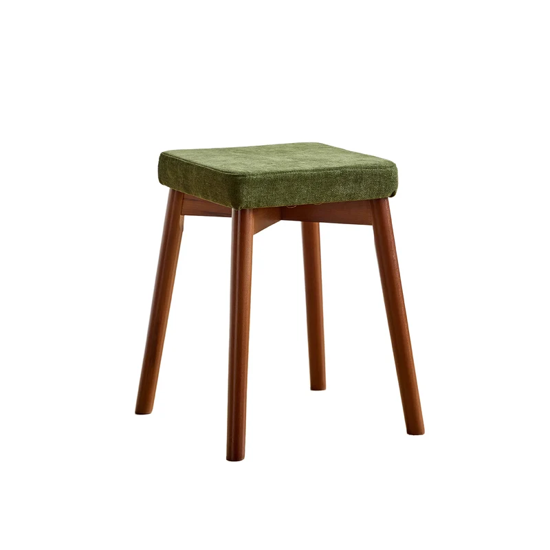 Modern Minimalist Square Chenille Cat Scratching Leather Resistant Fabric Beech Wood Detachable Washable Low Stool Backless Armless For Living Room & Dining Room