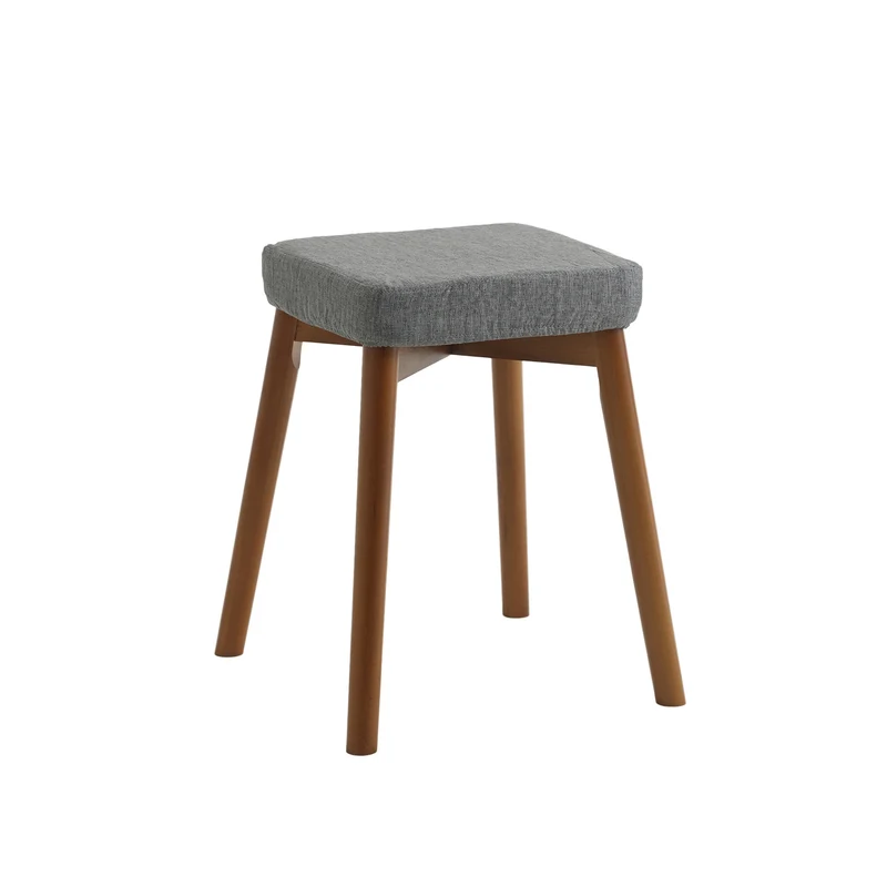 Modern Minimalist Square Chenille Cat Scratching Leather Resistant Fabric Beech Wood Detachable Washable Low Stool Backless Armless For Living Room & Dining Room