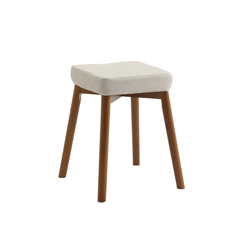 Modern Minimalist Square Chenille Cat Scratching Leather Resistant Fabric Beech Wood Detachable Washable Low Stool Backless Armless For Living Room & Dining Room