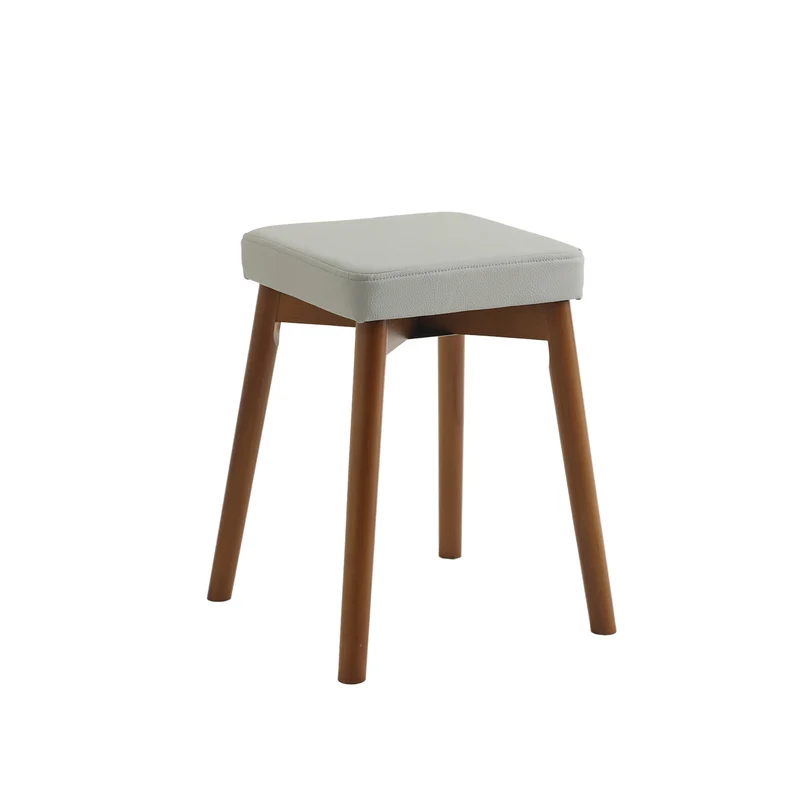 Modern Minimalist Square Chenille Cat Scratching Leather Resistant Fabric Beech Wood Detachable Washable Low Stool Backless Armless For Living Room & Dining Room
