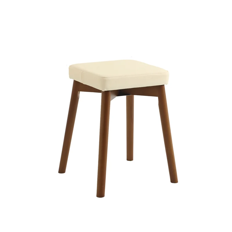 Modern Minimalist Square Chenille Cat Scratching Leather Resistant Fabric Beech Wood Detachable Washable Low Stool Backless Armless For Living Room & Dining Room