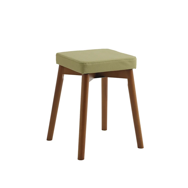 Modern Minimalist Square Chenille Cat Scratching Leather Resistant Fabric Beech Wood Detachable Washable Low Stool Backless Armless For Living Room & Dining Room