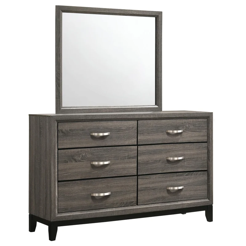Coaster Furniture Watson 212423M 6-Drawer Dresser with Mirror - Grey Oak