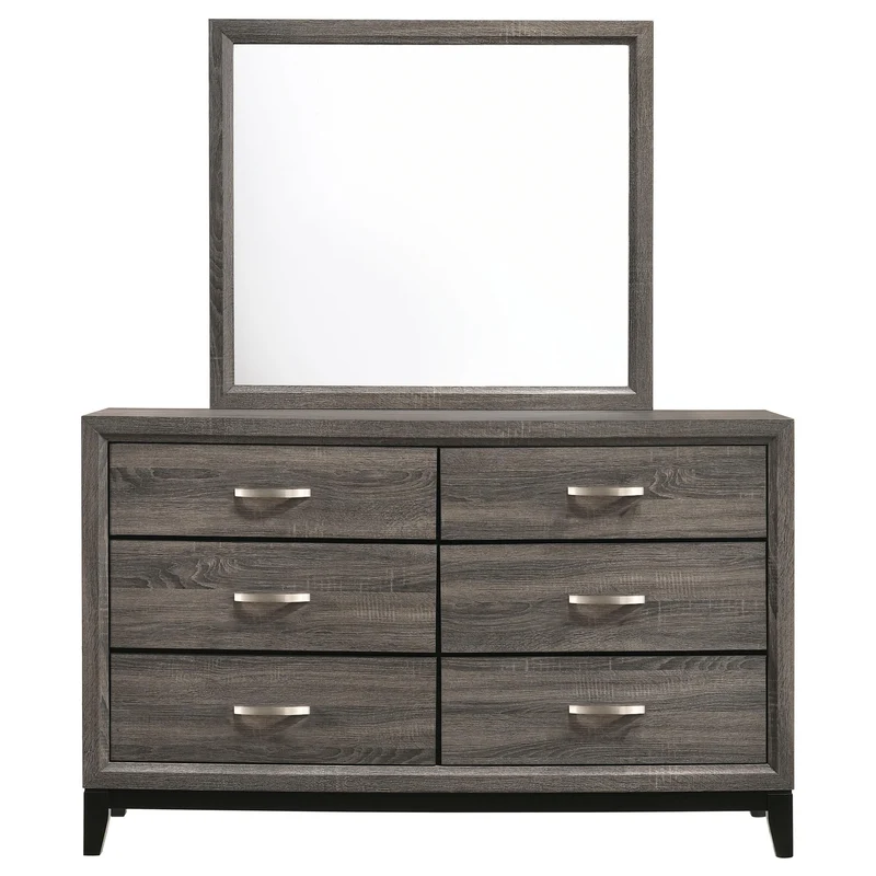 Coaster Furniture Watson 212423M 6-Drawer Dresser with Mirror - Grey Oak