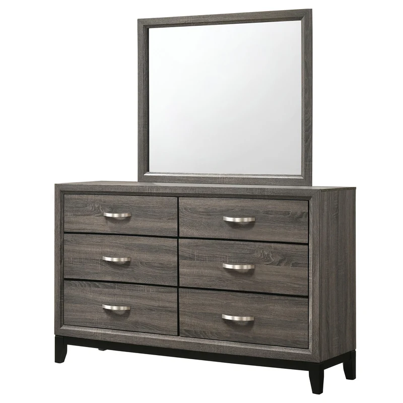 Coaster Furniture Watson 212423M 6-Drawer Dresser with Mirror - Grey Oak