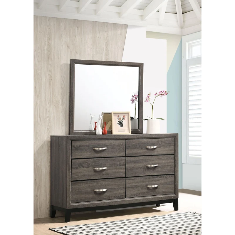 Coaster Furniture Watson 212423M 6-Drawer Dresser with Mirror - Grey Oak