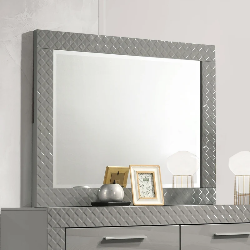 Coaster Furniture Ives 224974 Dresser Mirror - Grey High Gloss