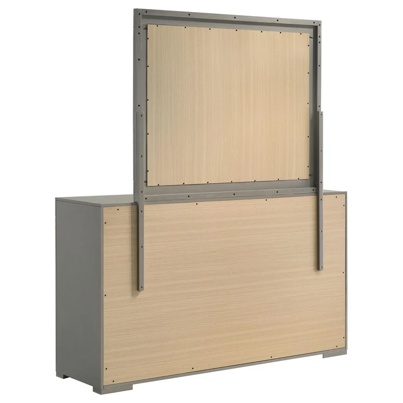 Coaster Furniture Ives 224973M 6-Drawer Dresser and Mirror - Grey High Gloss