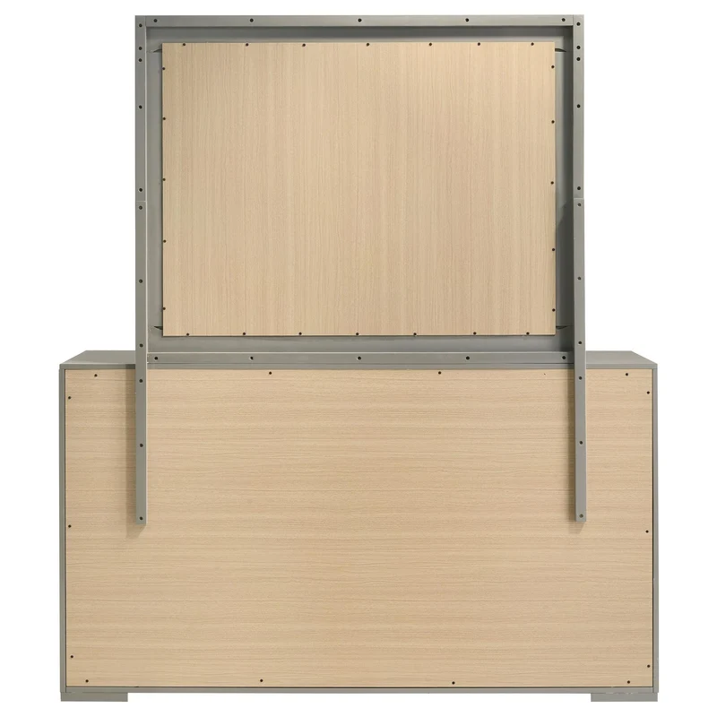 Coaster Furniture Ives 224973M 6-Drawer Dresser and Mirror - Grey High Gloss