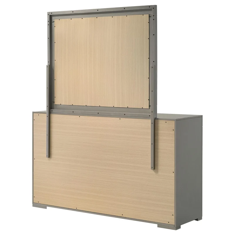 Coaster Furniture Ives 224973M 6-Drawer Dresser and Mirror - Grey High Gloss
