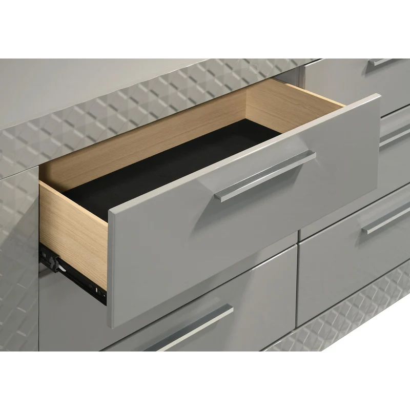 Coaster Furniture Ives 224973M 6-Drawer Dresser and Mirror - Grey High Gloss