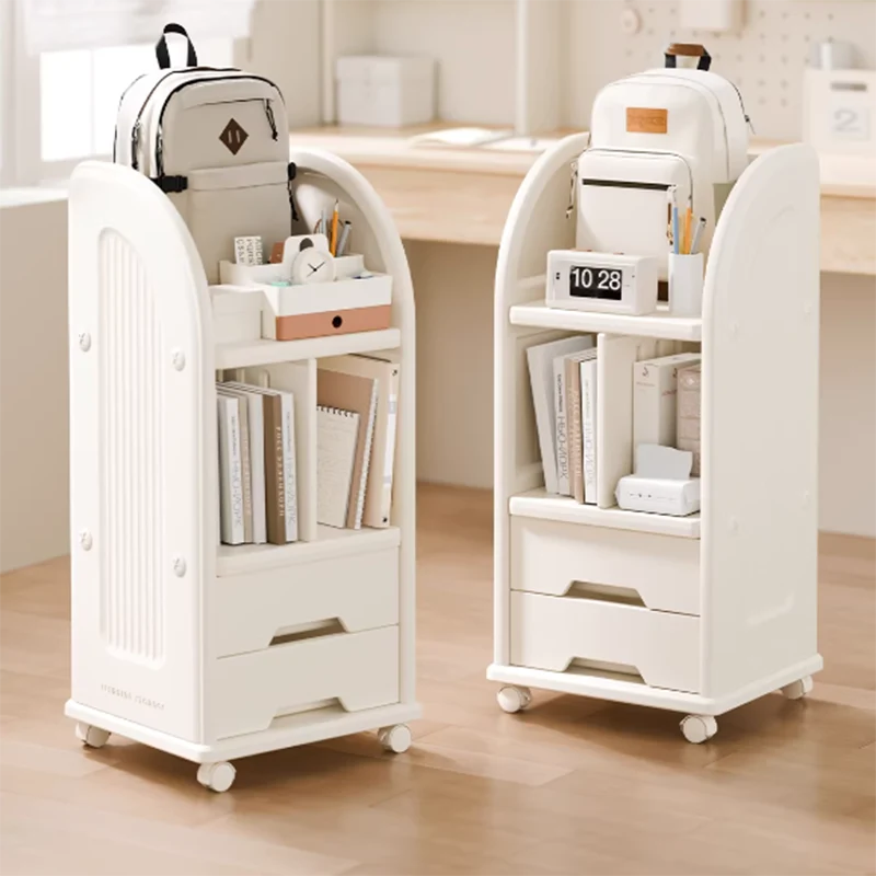 Modern Minimalist Eco-Friendly HDPE Arched Movable Storage Shelf 2-Drawer For Living Room