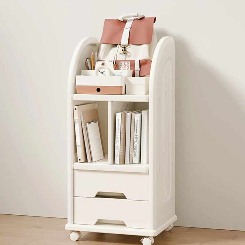 Modern Minimalist Eco-Friendly HDPE Arched Movable Storage Shelf 2-Drawer For Living Room