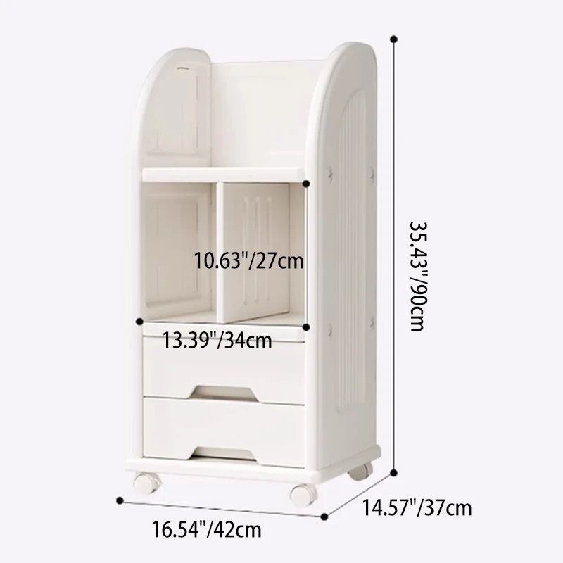 Modern Minimalist Eco-Friendly HDPE Arched Movable Storage Shelf 2-Drawer For Living Room