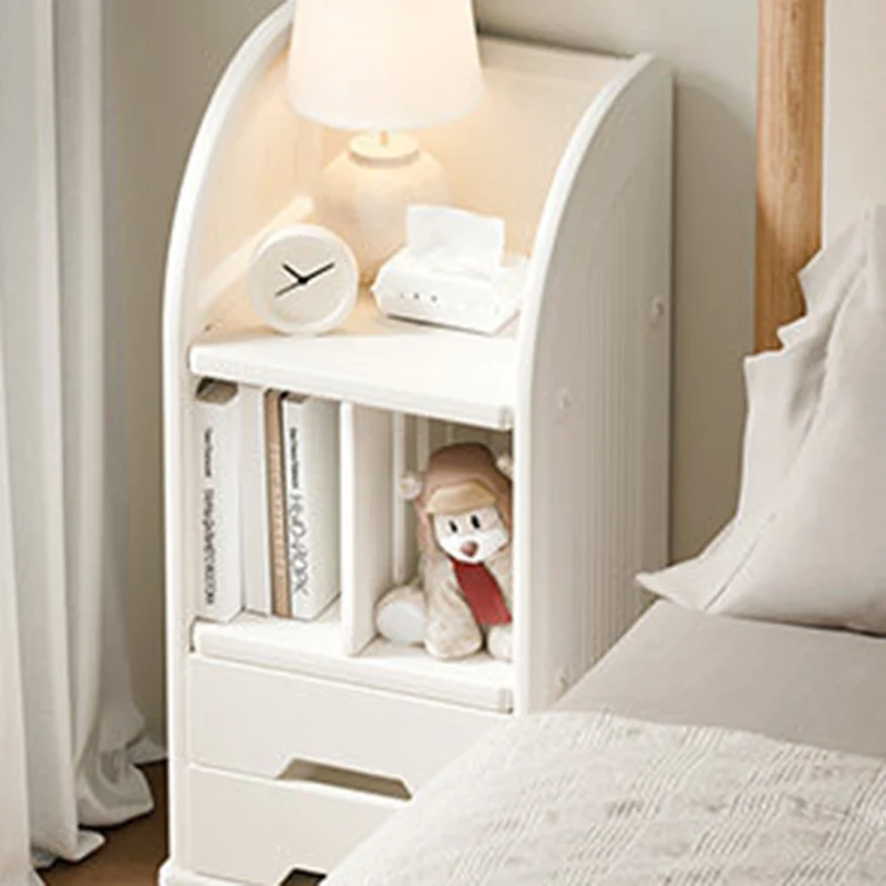 Modern Minimalist Eco-Friendly HDPE Arched Movable Storage Shelf 2-Drawer For Living Room