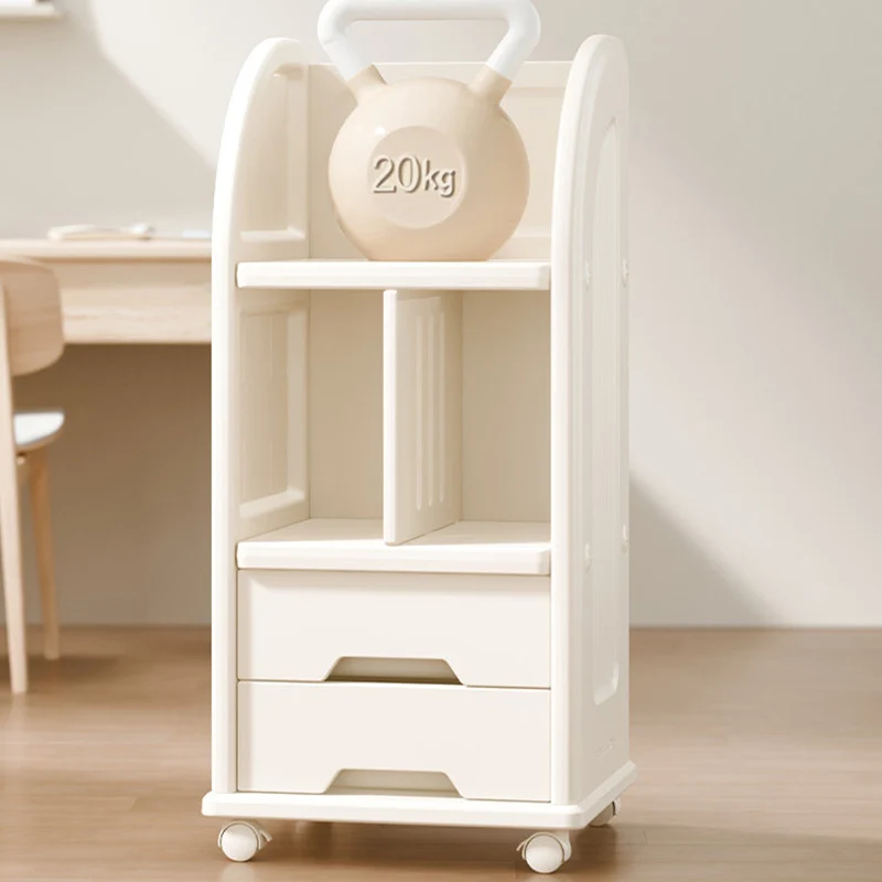Modern Minimalist Eco-Friendly HDPE Arched Movable Storage Shelf 2-Drawer For Living Room