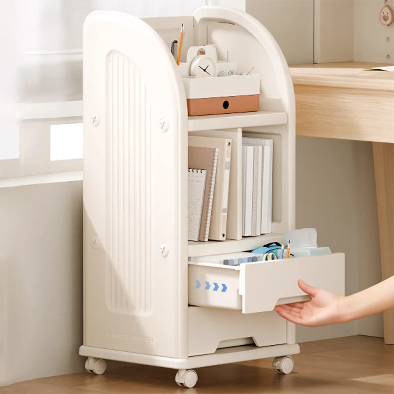 Modern Minimalist Eco-Friendly HDPE Arched Movable Storage Shelf 2-Drawer For Living Room