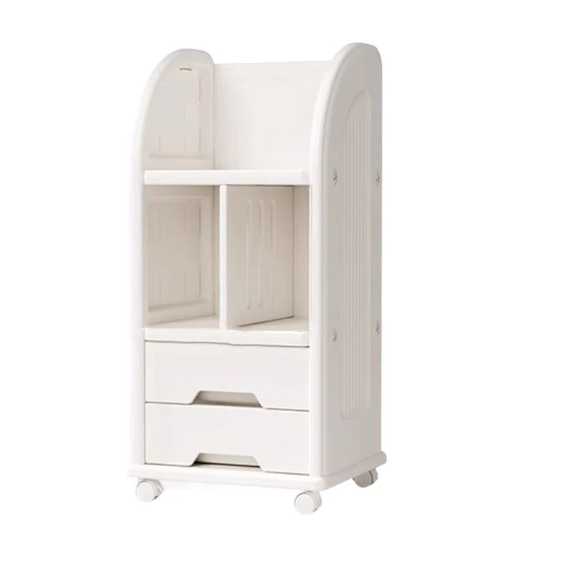 Modern Minimalist Eco-Friendly HDPE Arched Movable Storage Shelf 2-Drawer For Living Room