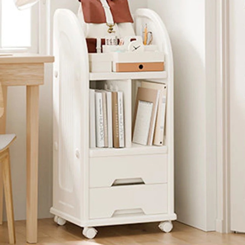 Modern Minimalist Eco-Friendly HDPE Arched Movable Storage Shelf 2-Drawer For Living Room