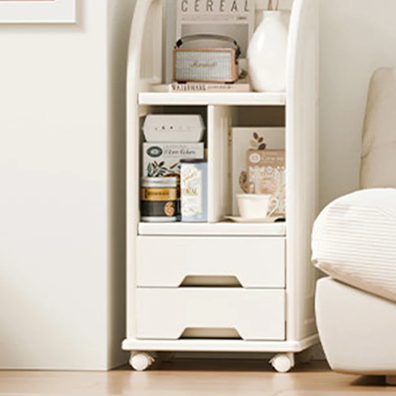 Modern Minimalist Eco-Friendly HDPE Arched Movable Storage Shelf 2-Drawer For Living Room