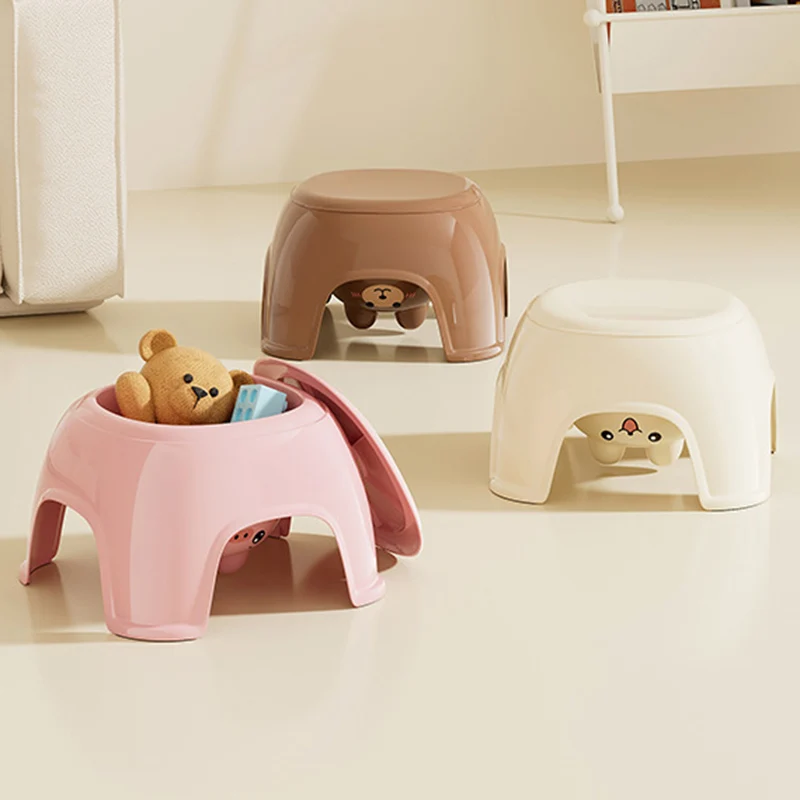 Contemporary Creative Oval PP Plastic Non-Slip Kids Storage Low Stool Backless Armless For Living Room & Entryway