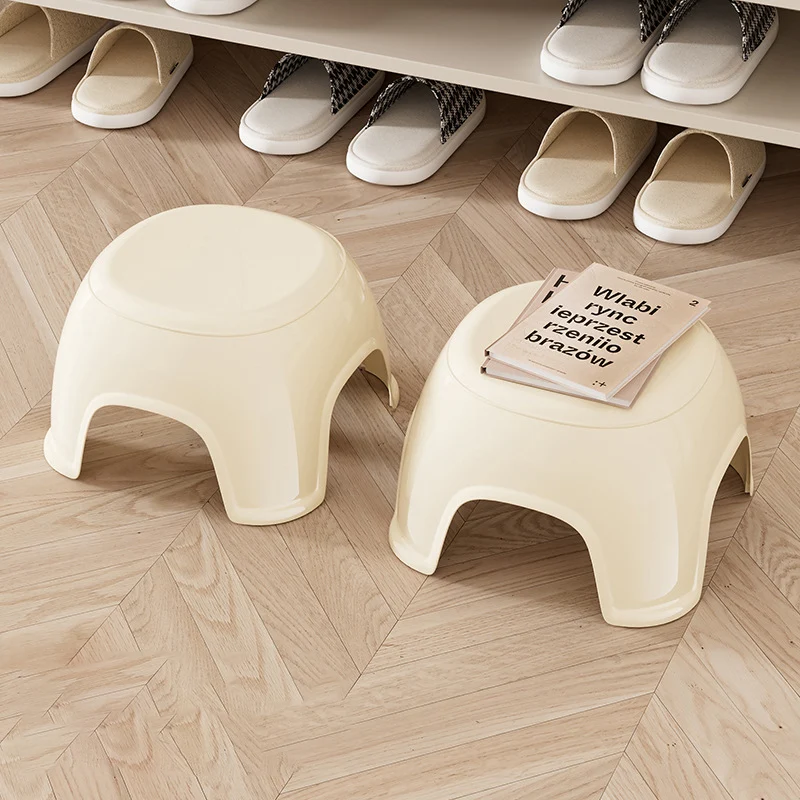 Contemporary Creative Oval PP Plastic Non-Slip Kids Storage Low Stool Backless Armless For Living Room & Entryway