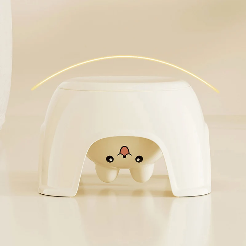 Contemporary Creative Oval PP Plastic Non-Slip Kids Storage Low Stool Backless Armless For Living Room & Entryway