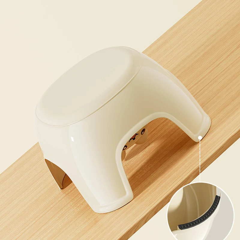 Contemporary Creative Oval PP Plastic Non-Slip Kids Storage Low Stool Backless Armless For Living Room & Entryway