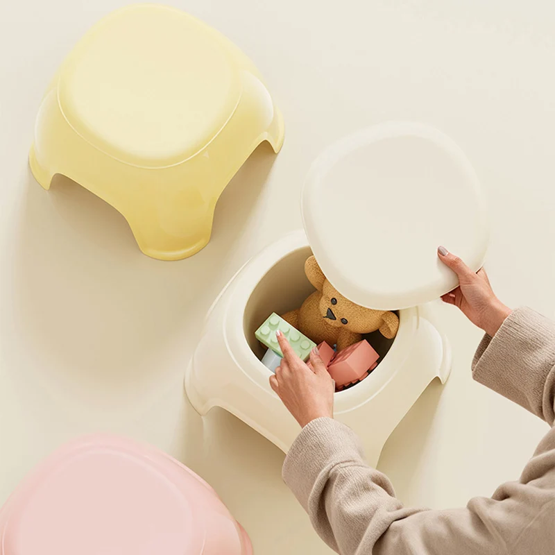 Contemporary Creative Oval PP Plastic Non-Slip Kids Storage Low Stool Backless Armless For Living Room & Entryway