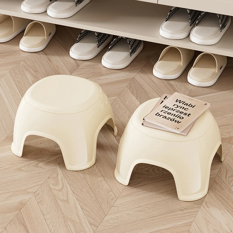 Contemporary Creative Oval PP Plastic Non-Slip Kids Storage Low Stool Backless Armless For Living Room & Entryway