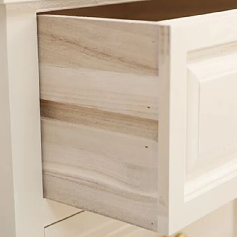 Contemporary Nordic Square Rectangular Paulownia Wood Pine Wood Nightstand 2-Drawer For Bedroom