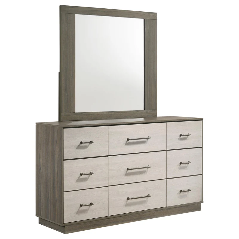 Coaster Furniture Fenwick 224983M 9-Drawer Dresser with Mirror - Grey Oak