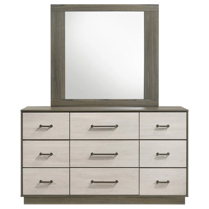 Coaster Furniture Fenwick 224983M 9-Drawer Dresser with Mirror - Grey Oak