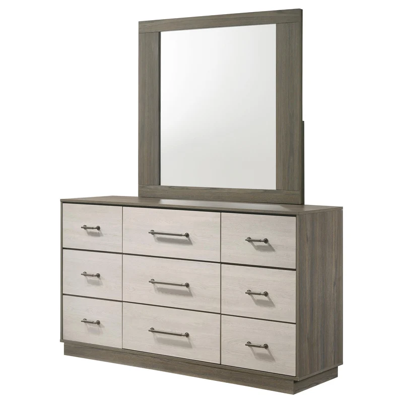 Coaster Furniture Fenwick 224983M 9-Drawer Dresser with Mirror - Grey Oak